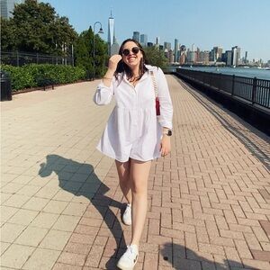 ASOS Longsleeve Button-Up Romper in White, Size US 6